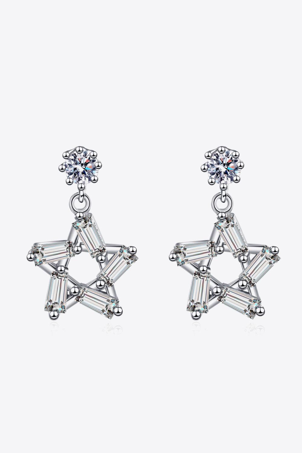 925 Sterling Silver Inlaid Moissanite Star Earrings BLUE ZONE PLANET