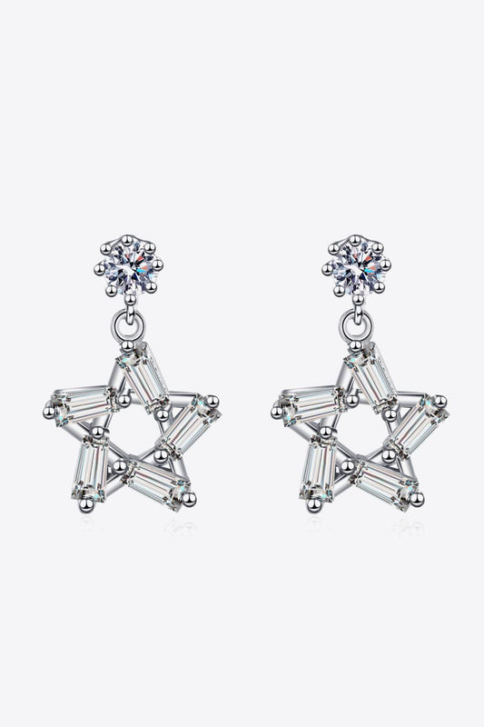 925 Sterling Silver Inlaid Moissanite Star Earrings BLUE ZONE PLANET