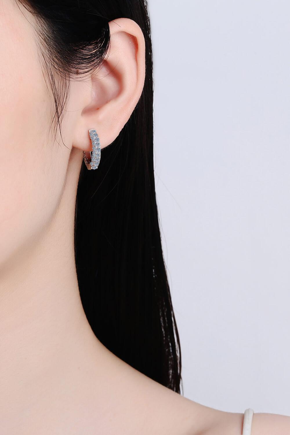 925 Sterling Silver Moissanite Huggie Earrings BLUE ZONE PLANET
