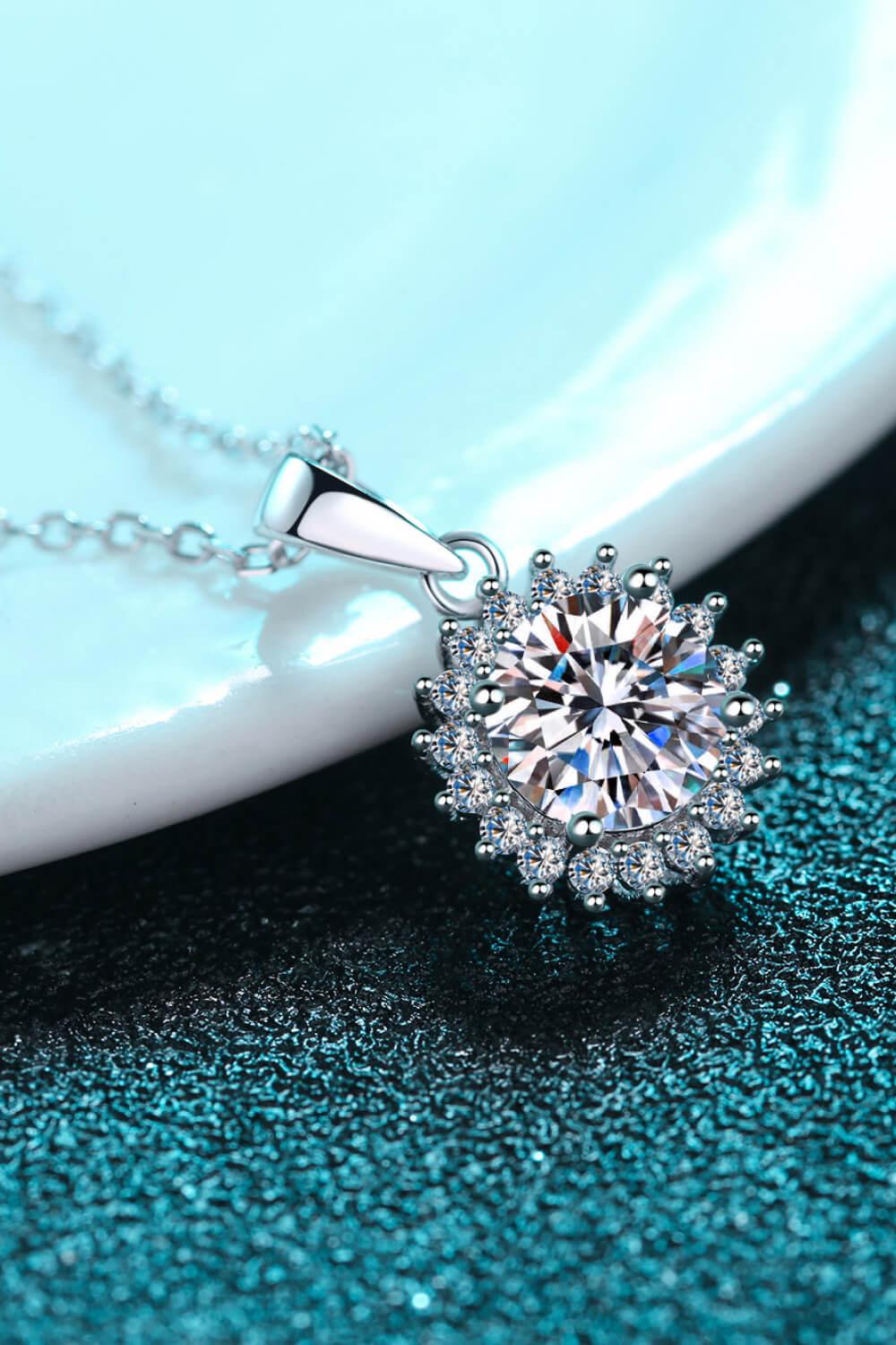 925 Sterling Silver Moissanite Pendant Necklace BLUE ZONE PLANET