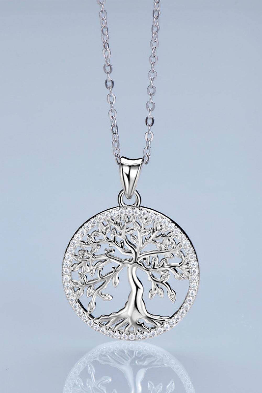 925 Sterling Silver Moissanite Tree Pendant Necklace BLUE ZONE PLANET