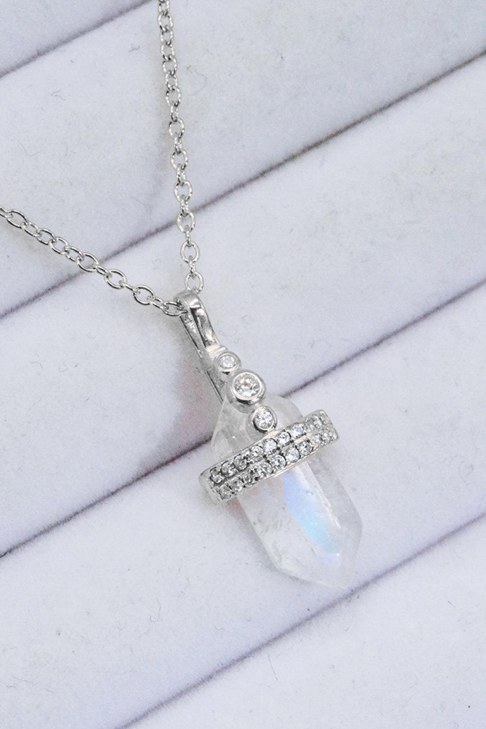925 Sterling Silver Moonstone Pendant Necklace BLUE ZONE PLANET