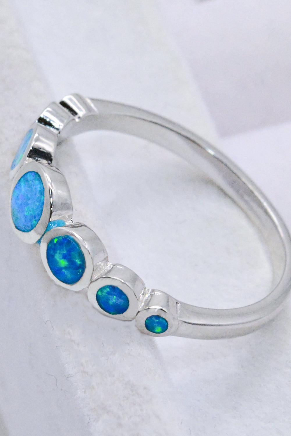 925 Sterling Silver Multi-Opal Ring BLUE ZONE PLANET