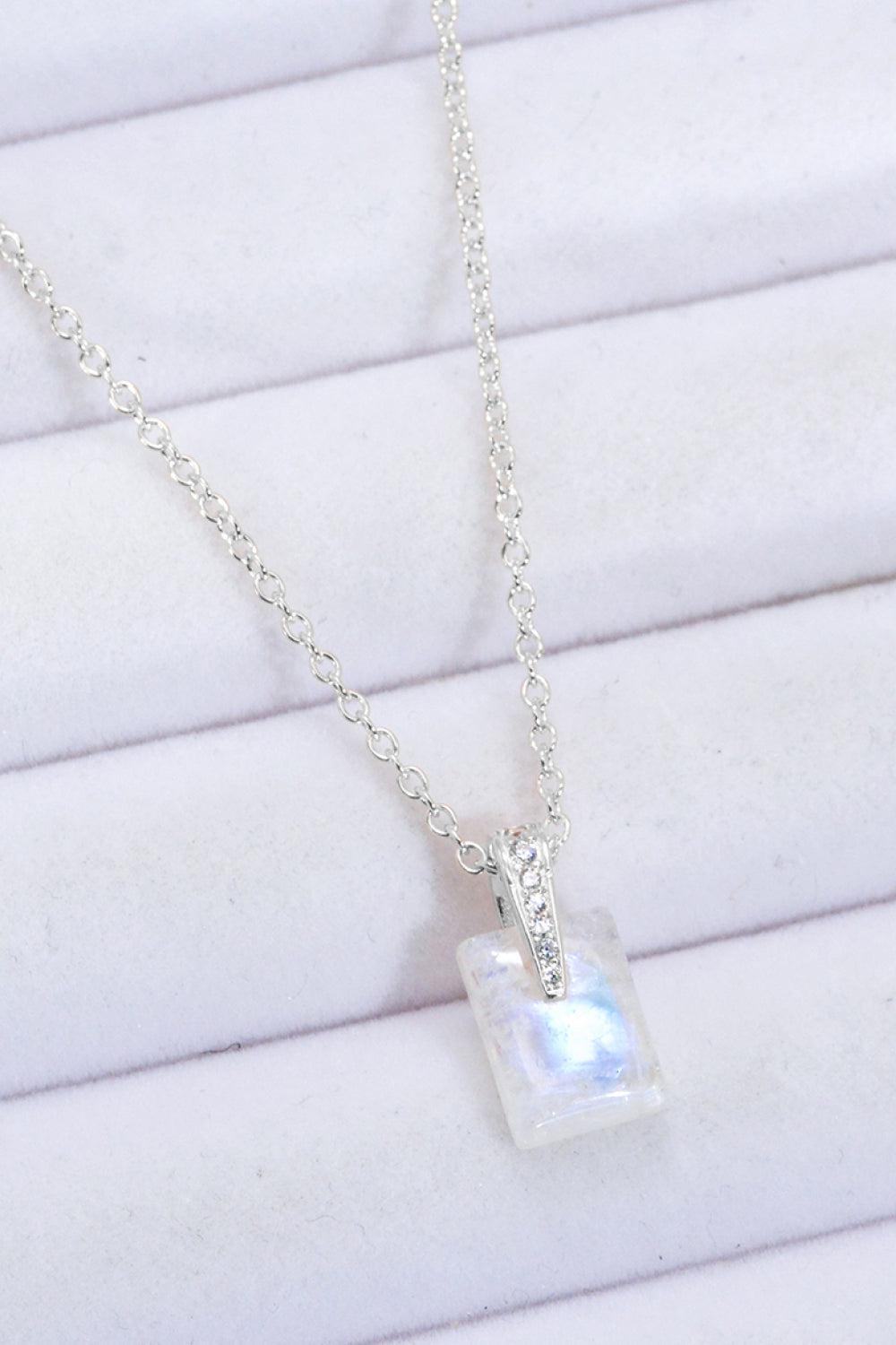 925 Sterling Silver Natural Moonstone Pendant Necklace BLUE ZONE PLANET