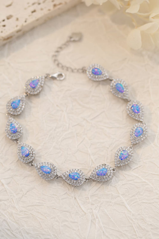 925 Sterling Silver Opal Bracelet-Bracelet-[Adult]-[Female]-Sky Blue-One Size-2022 Online Blue Zone Planet