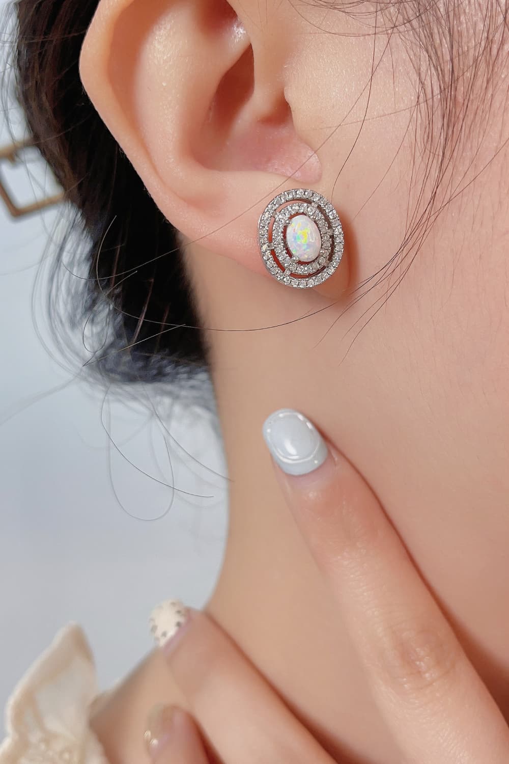 925 Sterling Silver Opal Round Stud Earrings BLUE ZONE PLANET