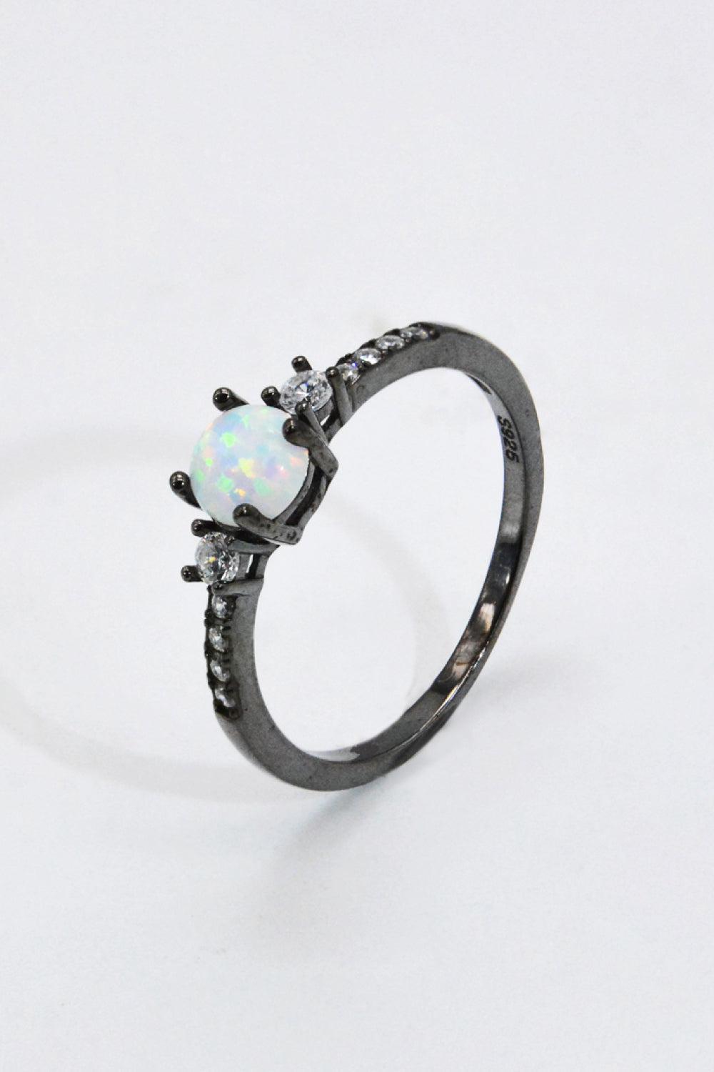 925 Sterling Silver Round Opal Ring BLUE ZONE PLANET