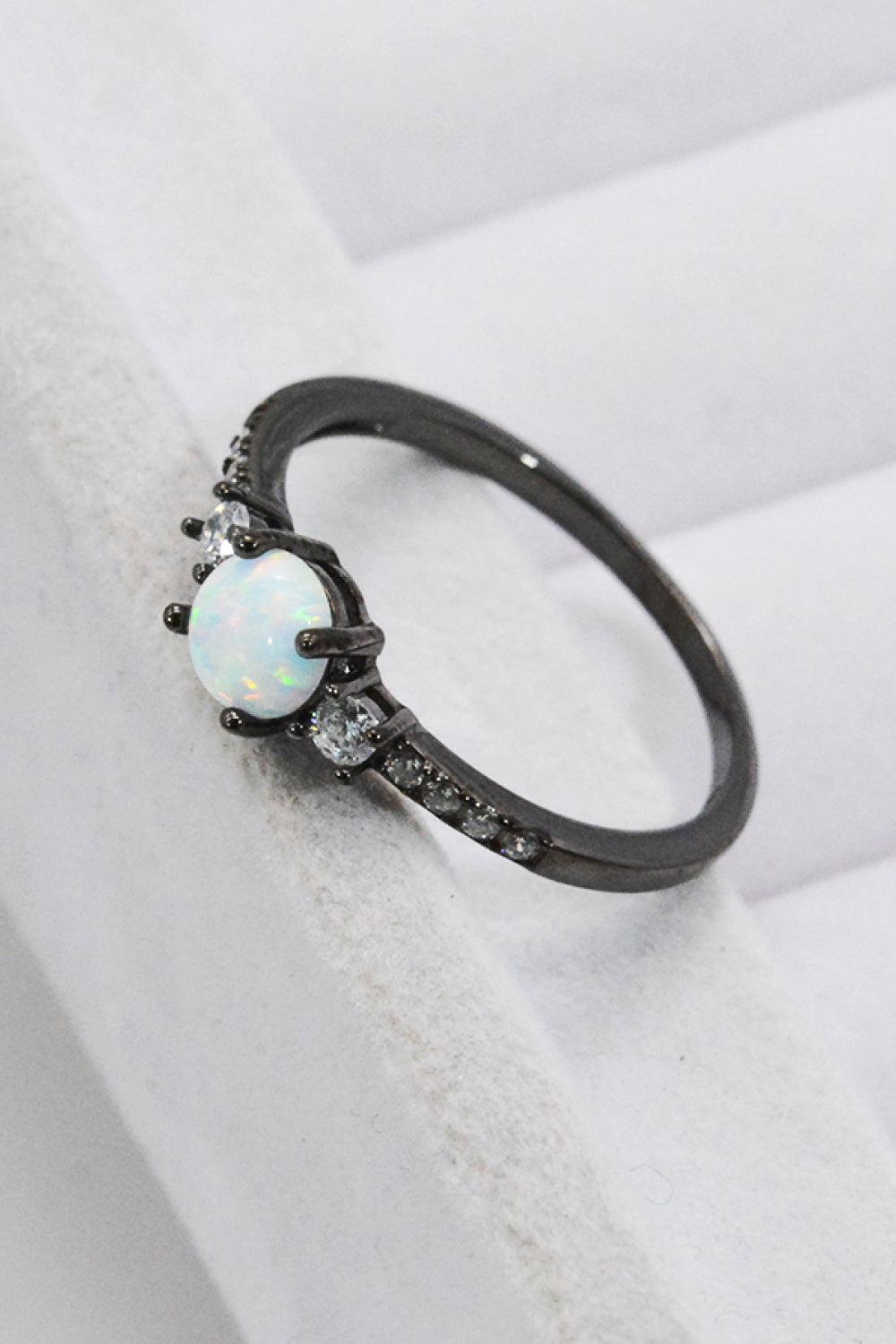 925 Sterling Silver Round Opal Ring BLUE ZONE PLANET