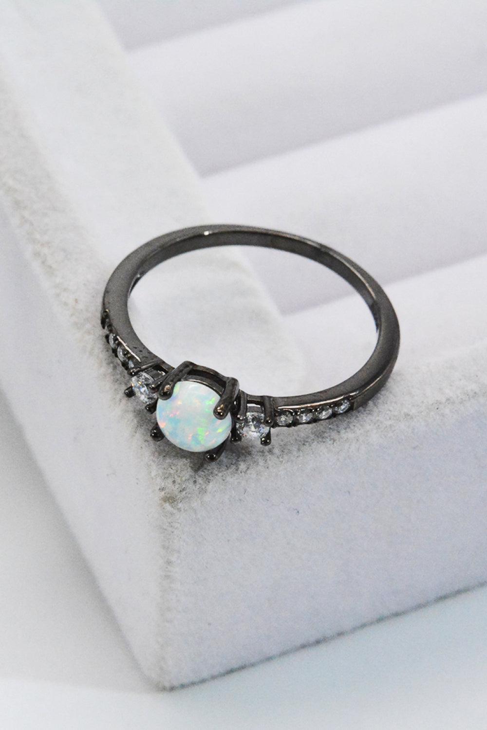 925 Sterling Silver Round Opal Ring BLUE ZONE PLANET