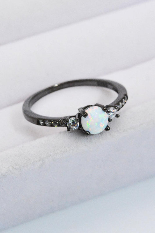 925 Sterling Silver Round Opal Ring BLUE ZONE PLANET