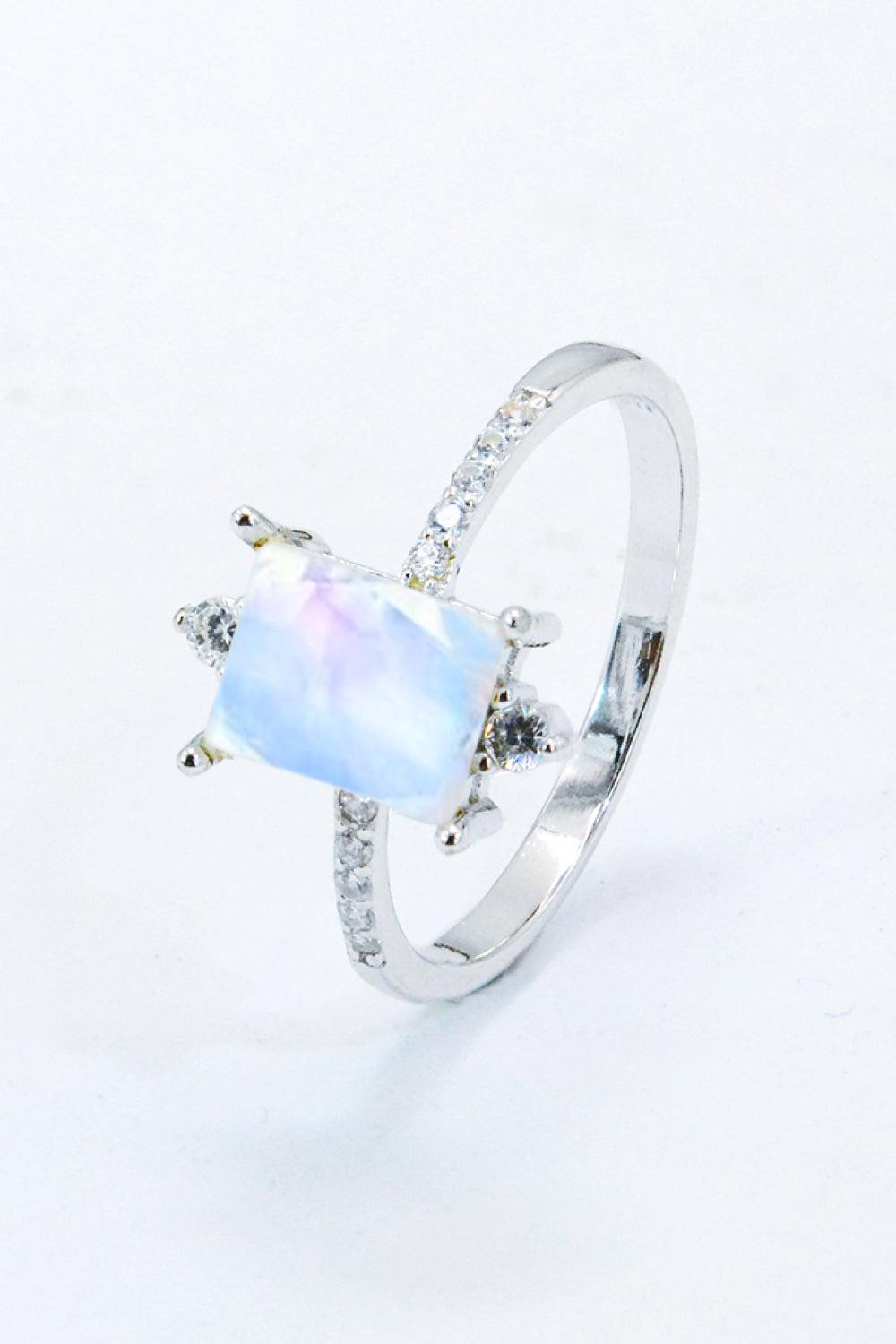 925 Sterling Silver Square Moonstone Ring BLUE ZONE PLANET