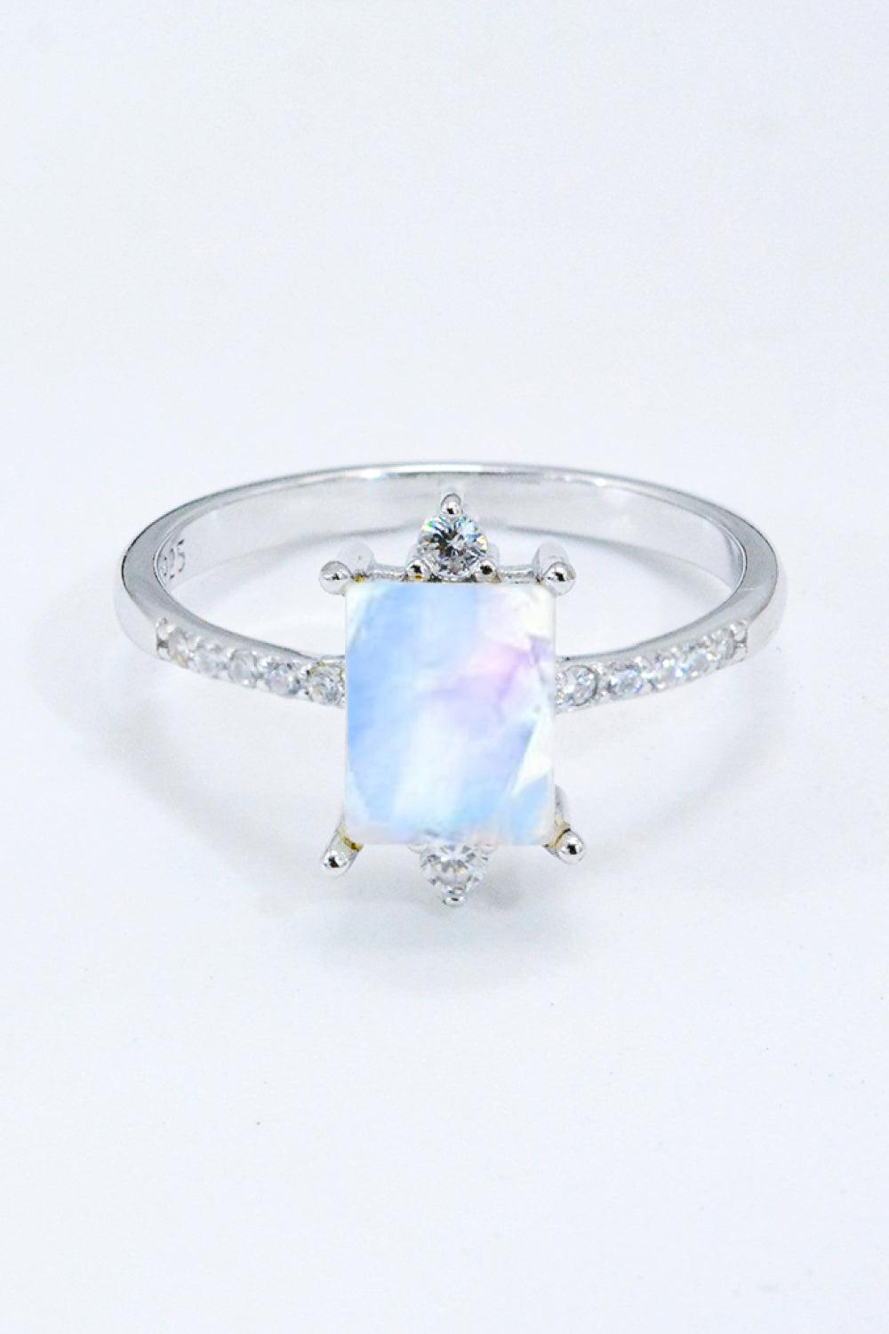 925 Sterling Silver Square Moonstone Ring BLUE ZONE PLANET