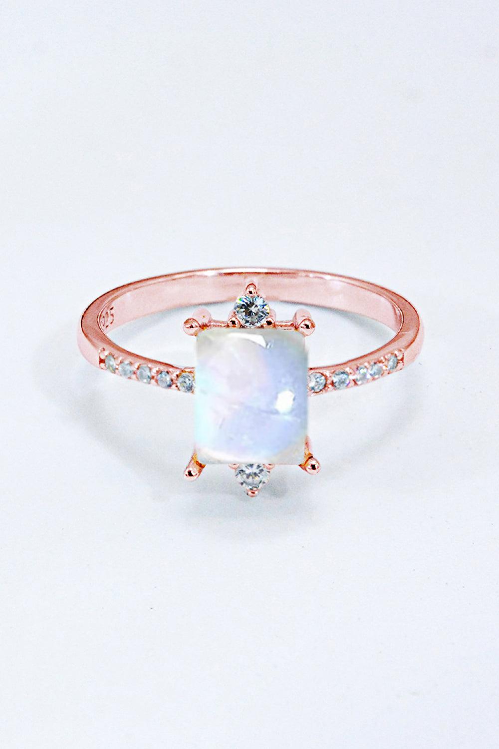 925 Sterling Silver Square Moonstone Ring BLUE ZONE PLANET