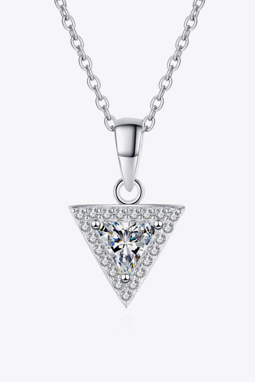 925 Sterling Silver Triangle Moissanite Pendant Necklace BLUE ZONE PLANET