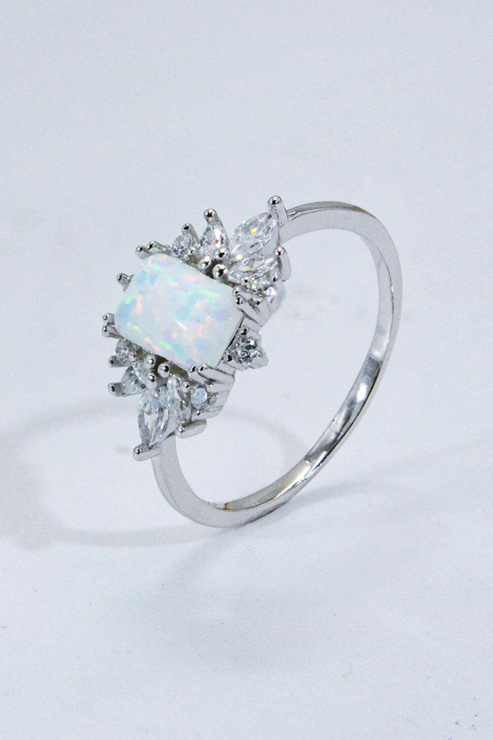 925 Sterling Silver Zircon and Opal Ring BLUE ZONE PLANET