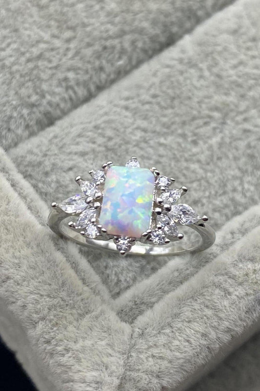 925 Sterling Silver Zircon and Opal Ring-TOPS / DRESSES-[Adult]-[Female]-2022 Online Blue Zone Planet