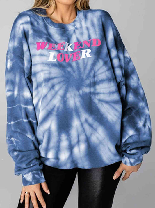 WEEKEND LOVER Graphic Tie-Dye Sweatshirt BLUE ZONE PLANET
