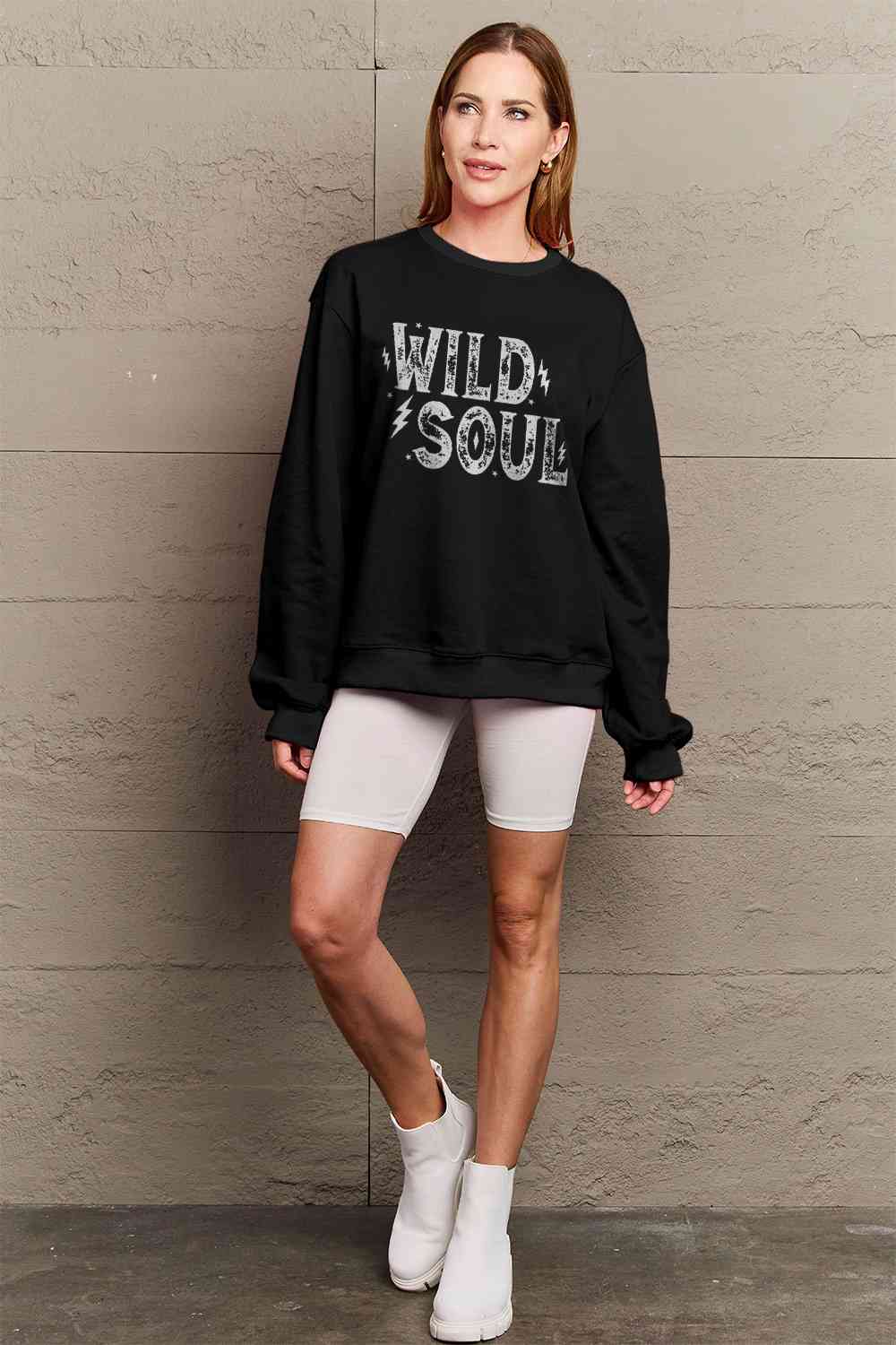 Simply Love Full Size WILD SOUL Graphic Sweatshirt BLUE ZONE PLANET