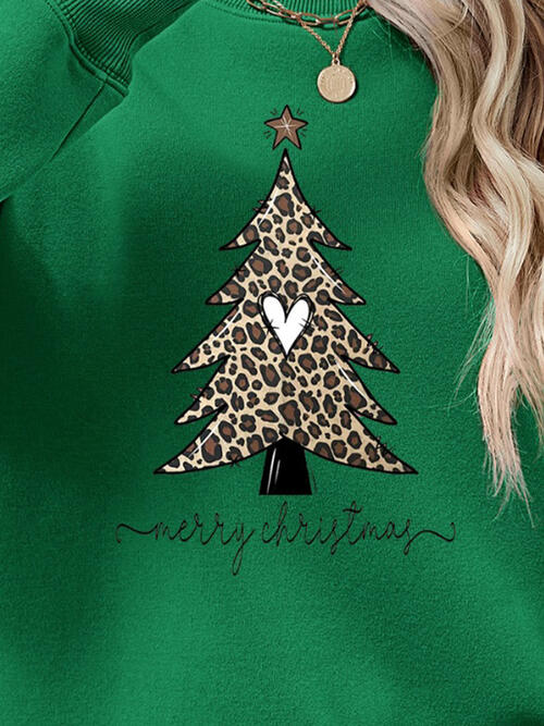 Christmas Tree Graphic Long Sleeve Sweatshirt BLUE ZONE PLANET