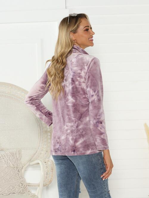 Tie-Dye Half Button Long Sleeve T-Shirt BLUE ZONE PLANET