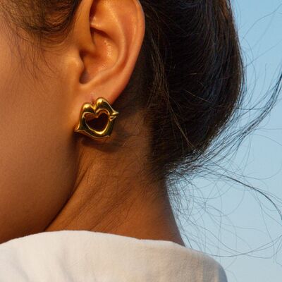 Lip 18K Gold-Plated Stud Earrings-EARRINGS-[Adult]-[Female]-Gold-One Size-2022 Online Blue Zone Planet