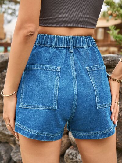 Blue Zone Planet |  High Waist Denim Shorts with Pockets BLUE ZONE PLANET