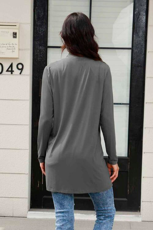 Basic Bae Full Size Open Front Long Sleeve Cardigan with Pockets BLUE ZONE PLANET