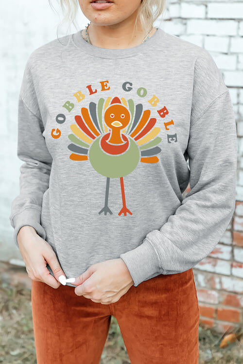 GOBBLE GOBBLE Graphic Long Sleeve Sweater BLUE ZONE PLANET