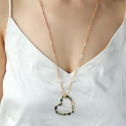 Alloy Iron Heart Shape Chain Necklace BLUE ZONE PLANET