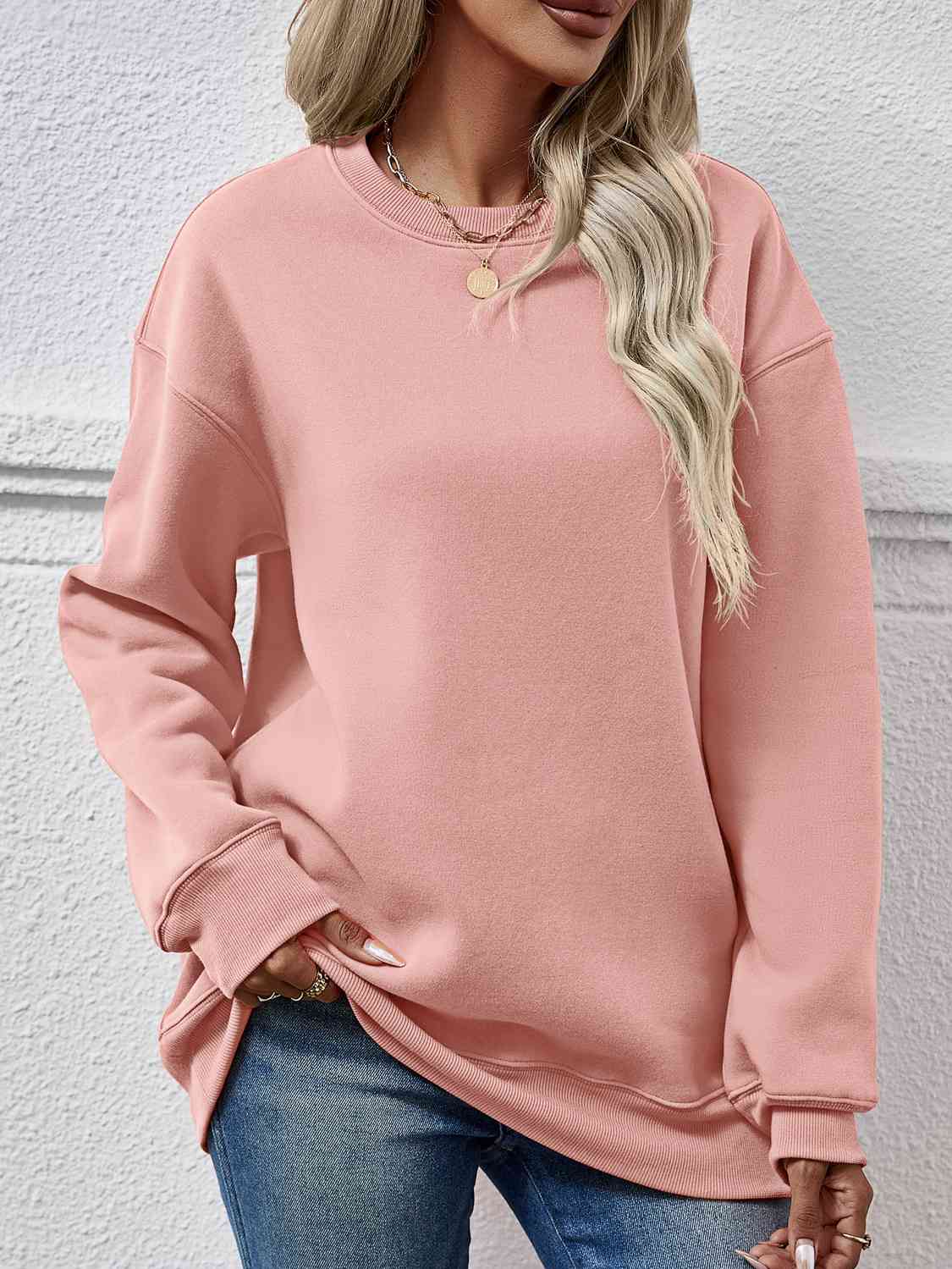 Round Neck Long Sleeve Sweatshirt BLUE ZONE PLANET