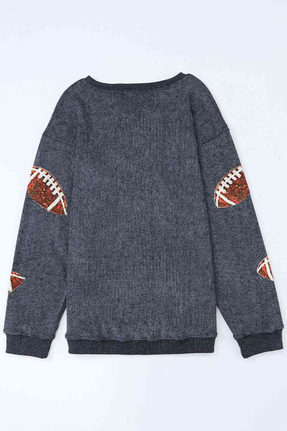 Sequin Football Patch Corduroy Sweatshirt-TOPS / DRESSES-[Adult]-[Female]-2022 Online Blue Zone Planet