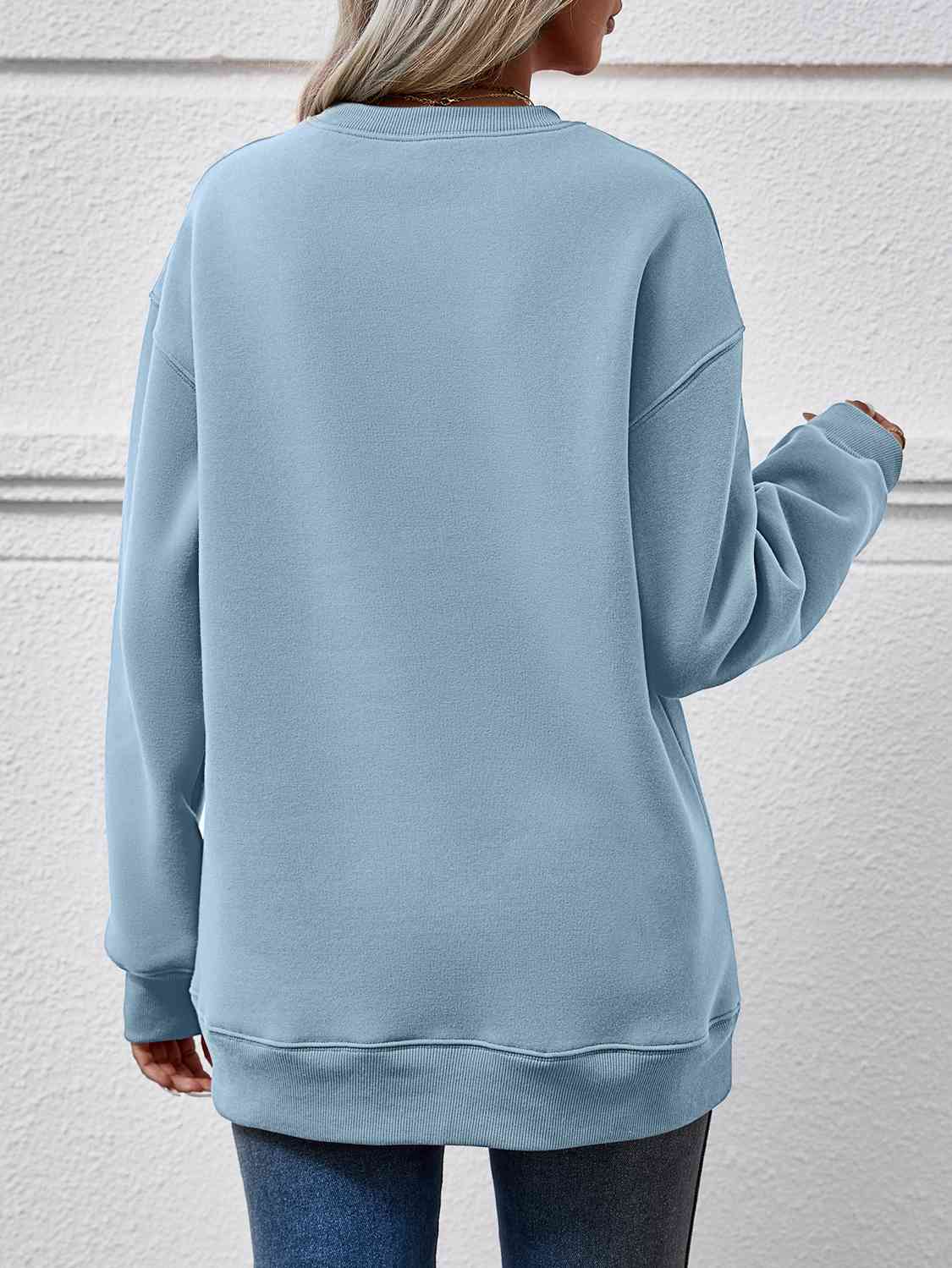 Round Neck Long Sleeve Sweatshirt BLUE ZONE PLANET