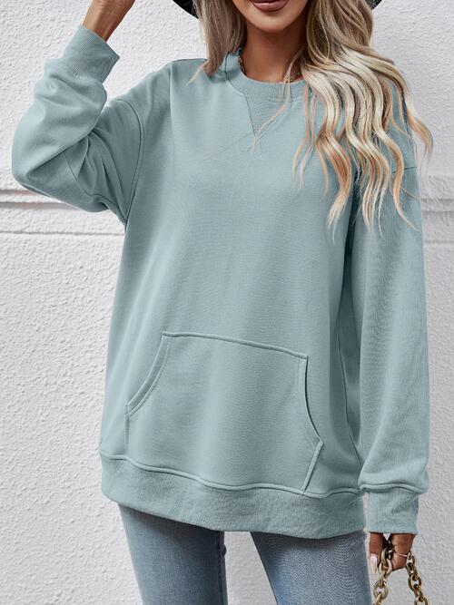 Round Neck Long Sleeve Sweatshirt BLUE ZONE PLANET