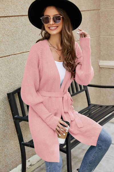 Open Front Lantern Sleeve Cardigan-TOPS / DRESSES-[Adult]-[Female]-2022 Online Blue Zone Planet