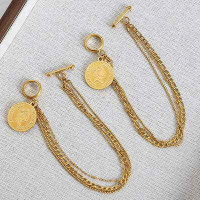 Coin Pendant Toggle clasp 18K Gold-Plated Bracelet-BRACELETS-[Adult]-[Female]-Gold-One Size-2022 Online Blue Zone Planet