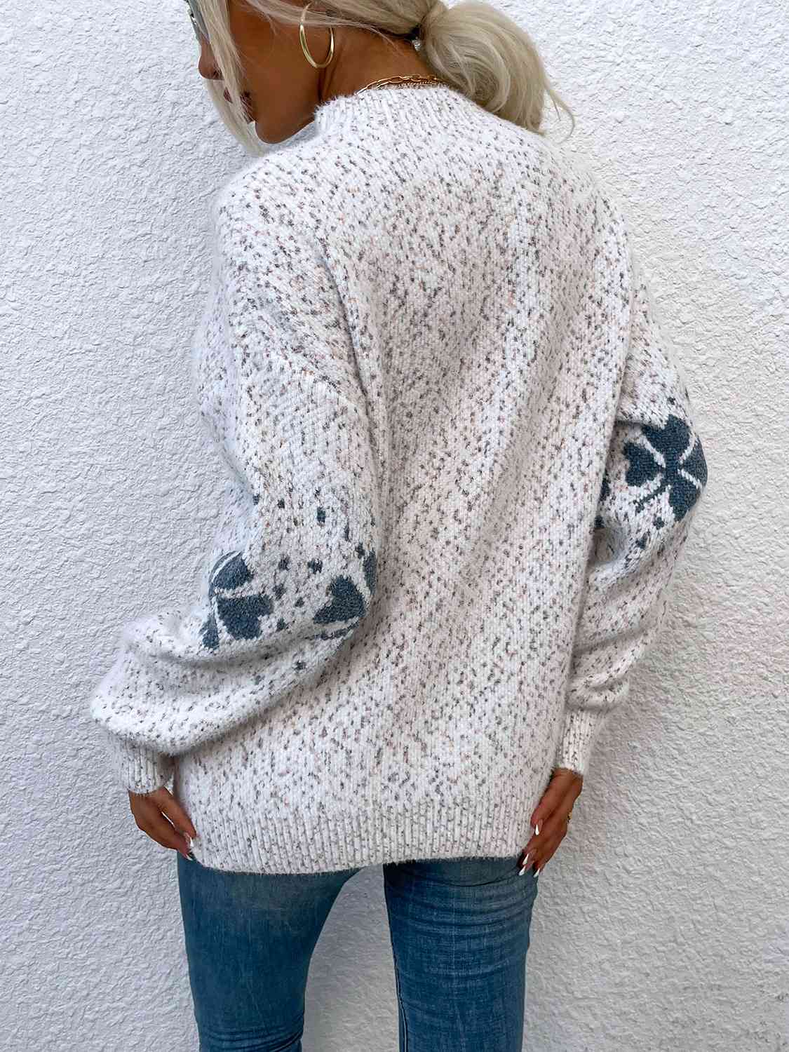 Four Leaf Clover Mock Neck Sweater BLUE ZONE PLANET