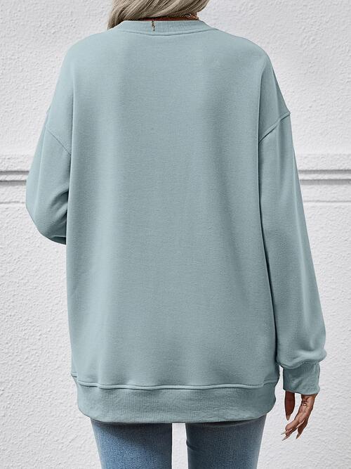 Round Neck Long Sleeve Sweatshirt BLUE ZONE PLANET