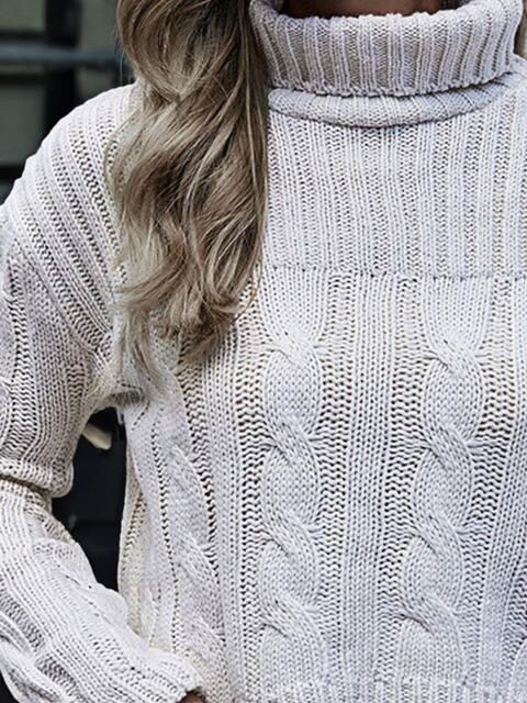 Cable-Knit Turtleneck Sweater BLUE ZONE PLANET