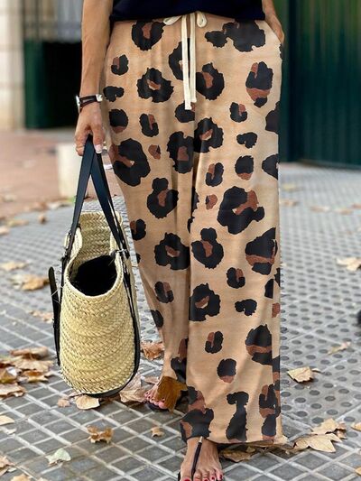 Blue Zone Planet |  Leopard Wide Leg Pants BLUE ZONE PLANET