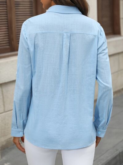 Blue Zone Planet |  Button Up Pocketed Long Sleeve Shirt BLUE ZONE PLANET
