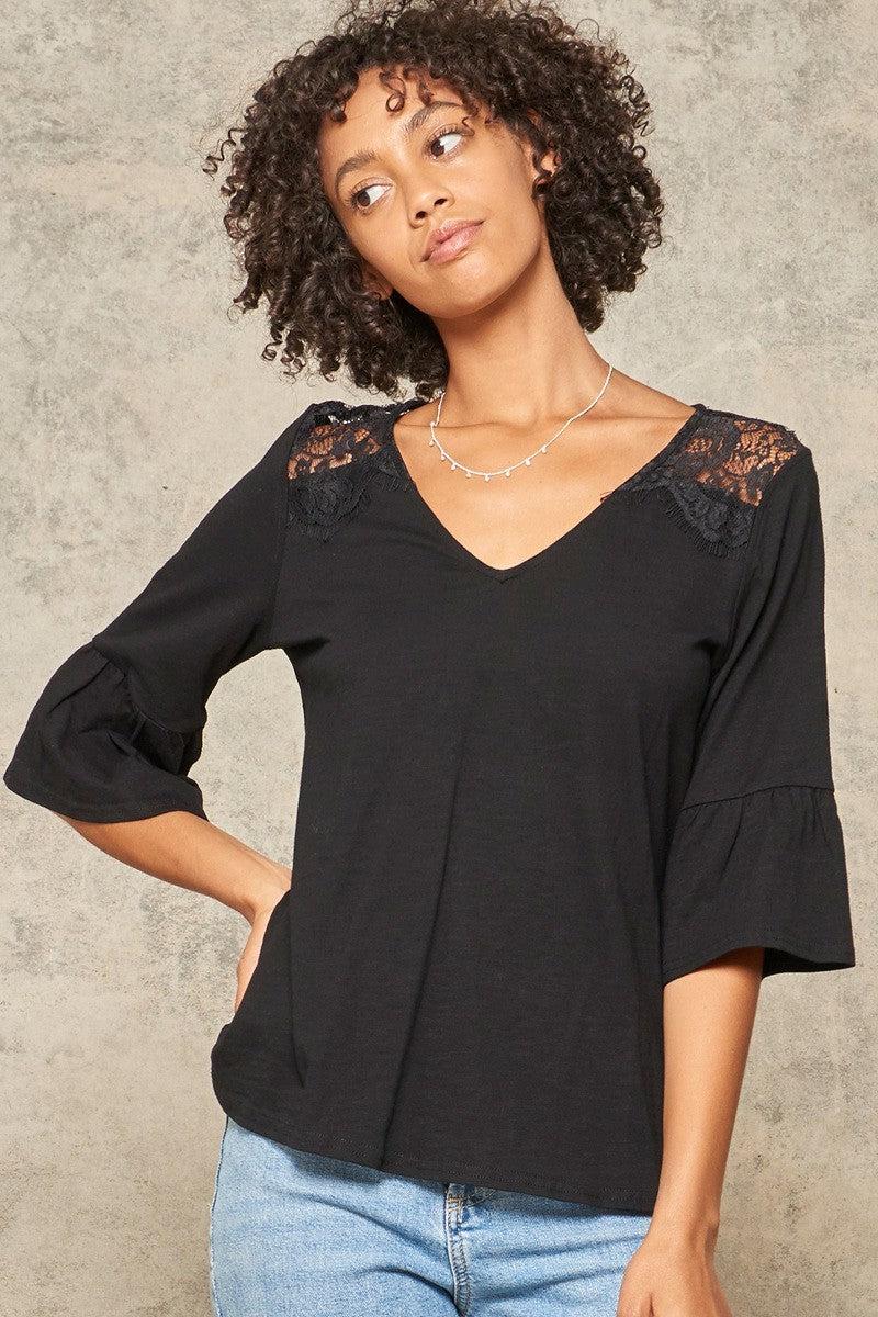 A Knit Top With Deep V Neckline And Yoke Design Blue Zone Planet