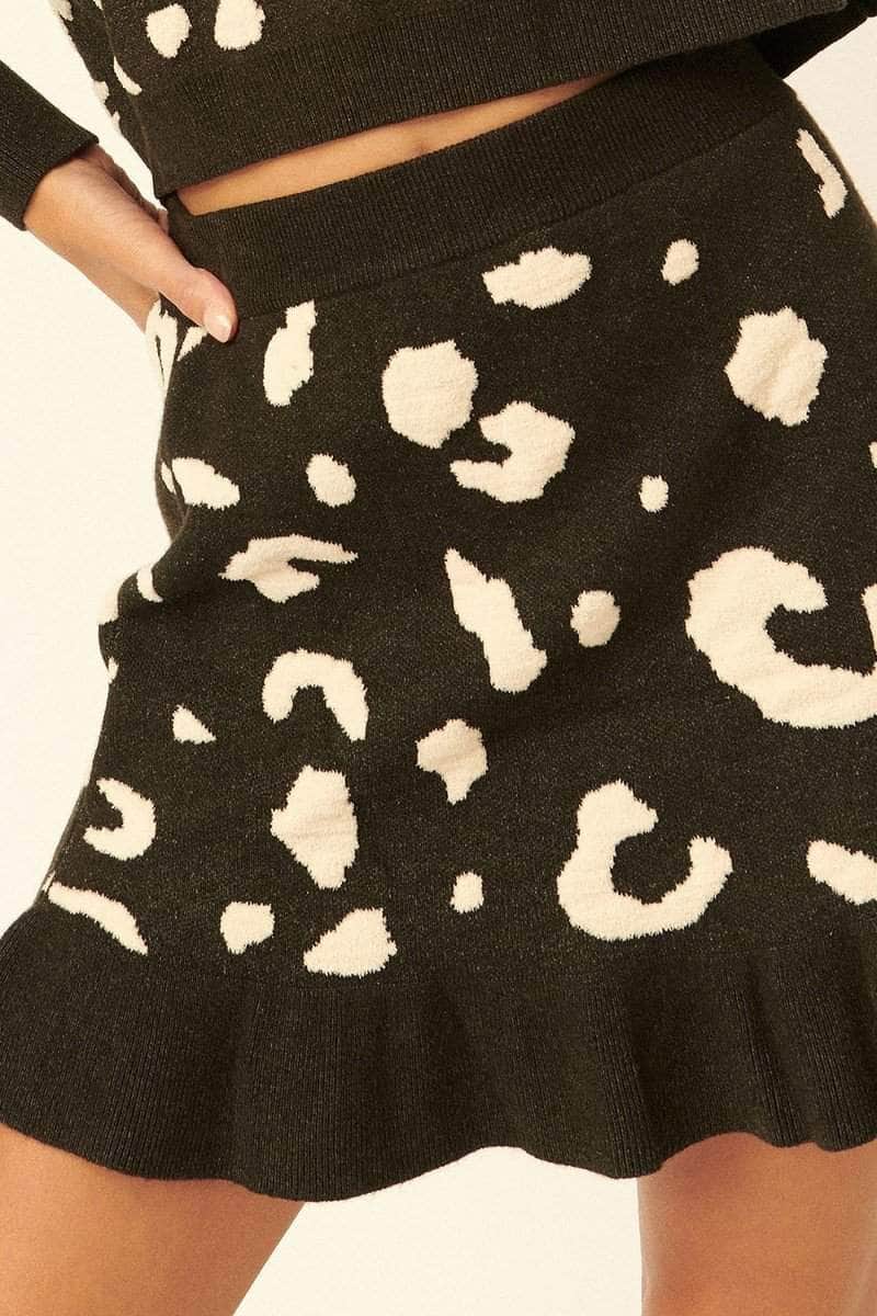 A Leopard-print Knit Mini Skirt Blue Zone Planet
