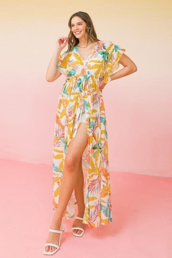 A Printed Woven Maxi Cover Up Blue Zone Planet