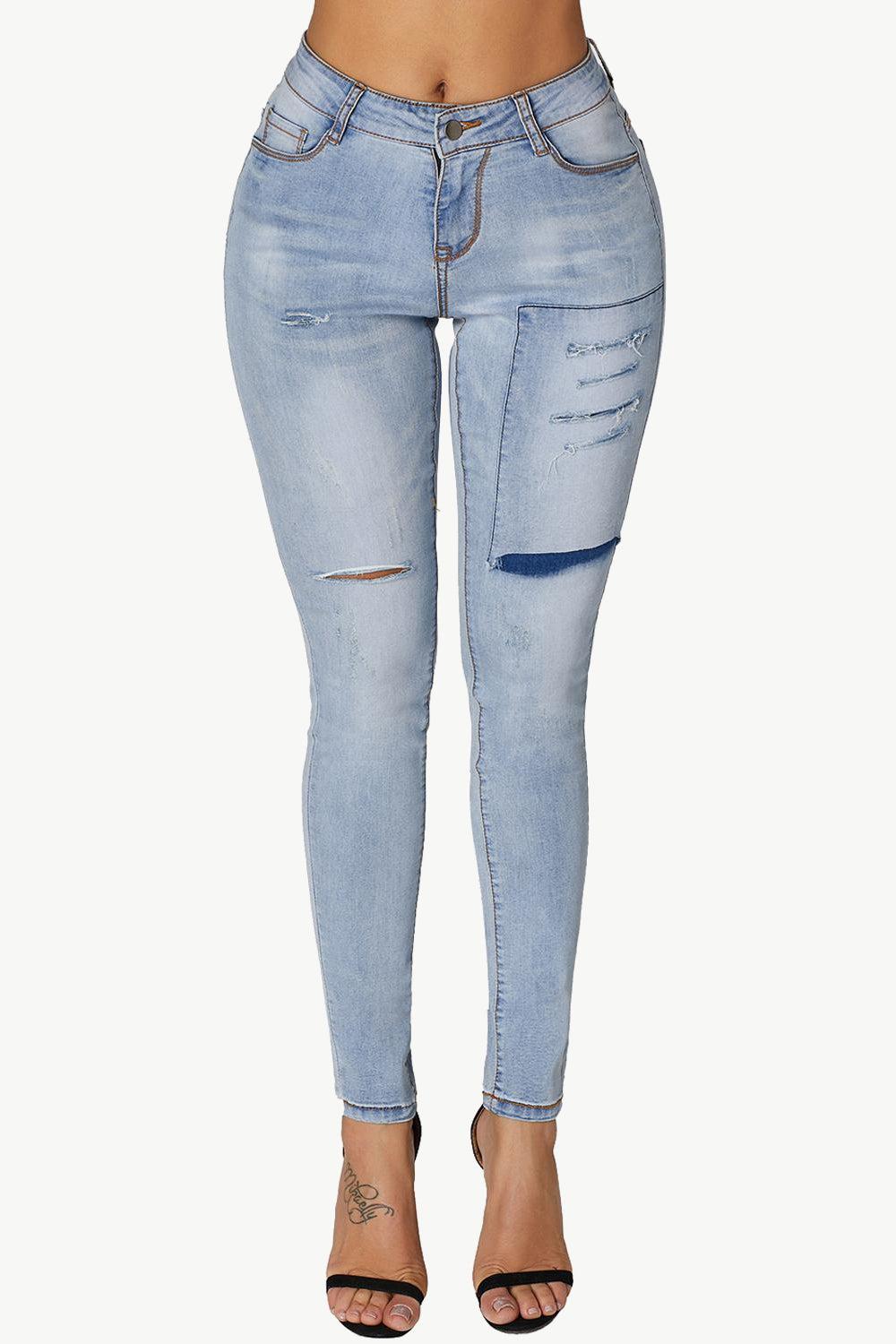 Acid Wash Ripped Skinny Jeans-TOPS / DRESSES-[Adult]-[Female]-2022 Online Blue Zone Planet