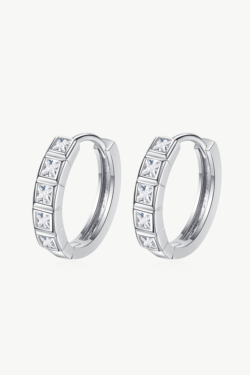 Always Chic Sterling Silver Moissanite Huggie Earrings-TOPS / DRESSES-[Adult]-[Female]-Silver-One Size-2022 Online Blue Zone Planet