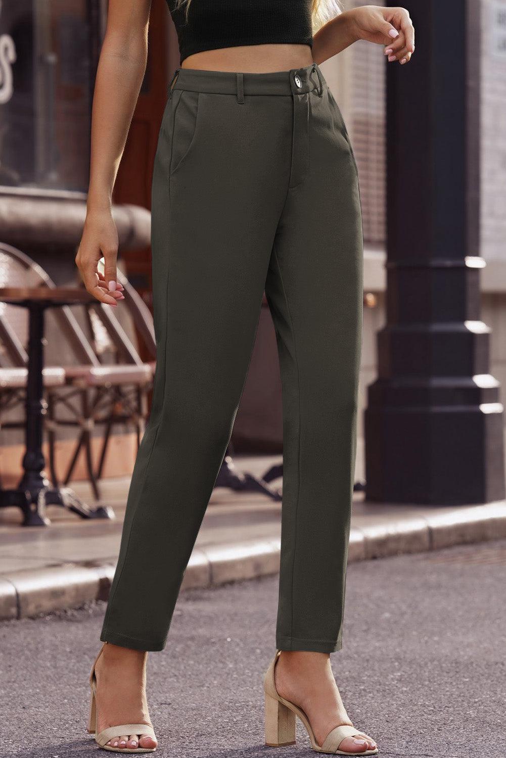 Ankle-Length Straight Leg Pants with Pockets BLUE ZONE PLANET