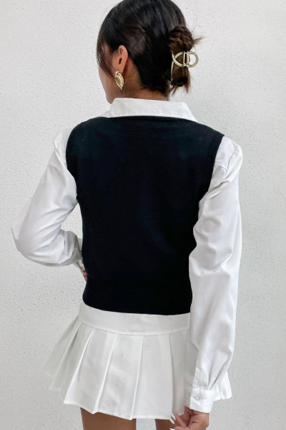 Argyle V-neck Knitted Vest-TOPS / DRESSES-[Adult]-[Female]-Blue Zone Planet