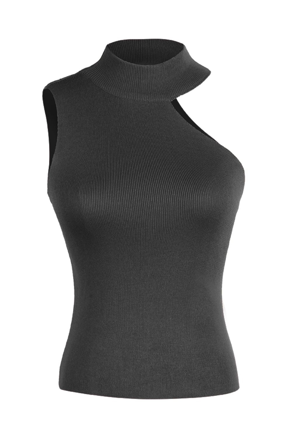 Asymmetrical Sleeveless Rib-Knit Top BLUE ZONE PLANET