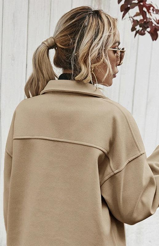 Autumn Winter Lapel Single Breasted Solid Coat-TOPS / DRESSES-[Adult]-[Female]-Blue Zone Planet