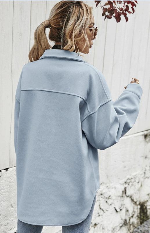 Autumn Winter Lapel Single Breasted Solid Coat-TOPS / DRESSES-[Adult]-[Female]-Blue Zone Planet